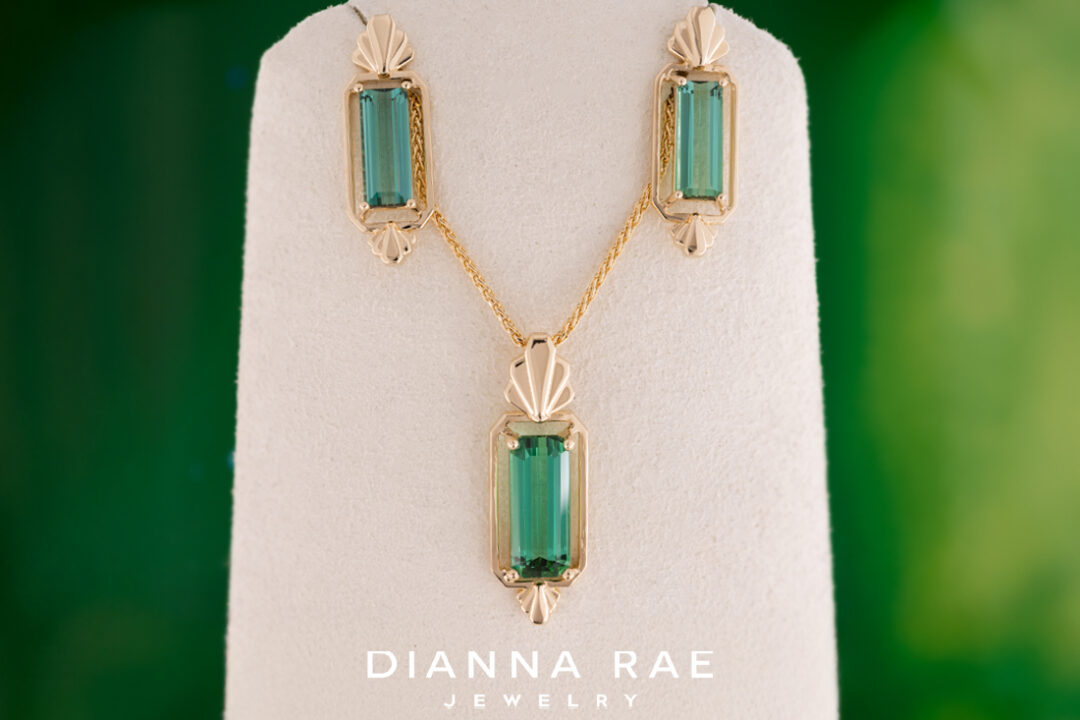 Yellow Gold Green Tourmaline Earrings - Image 2