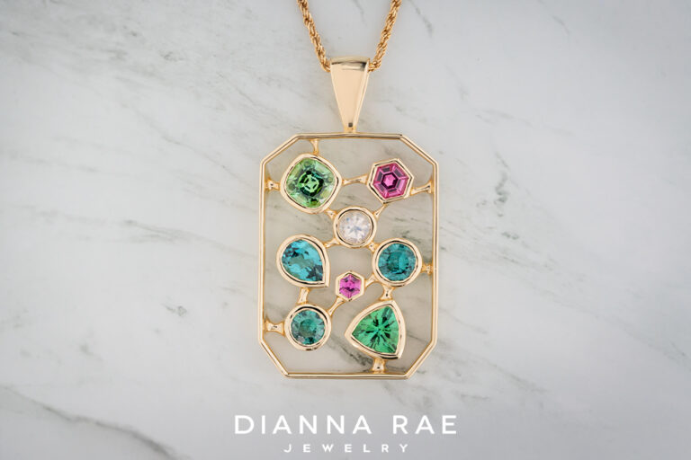 Multi-Color Gemstone Confetti Style Pendant
