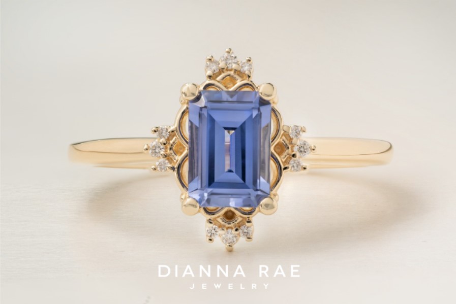10K Yellow Gold Emerald Cut Tanzanite Ring