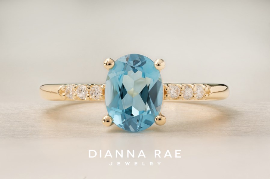 10K Yellow Gold Swiss Blue Topaz