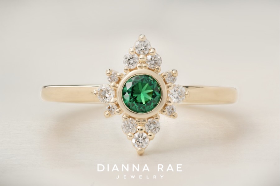 10K Yellow Gold Emerald and Diamond Ring