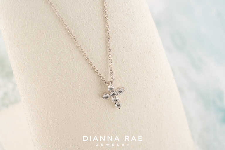 White Gold Lab-Grown Diamond Cross Necklace