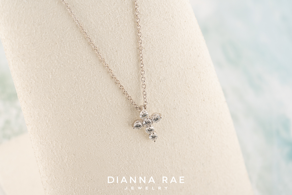 White Gold Lab-Grown Diamond Cross Necklace