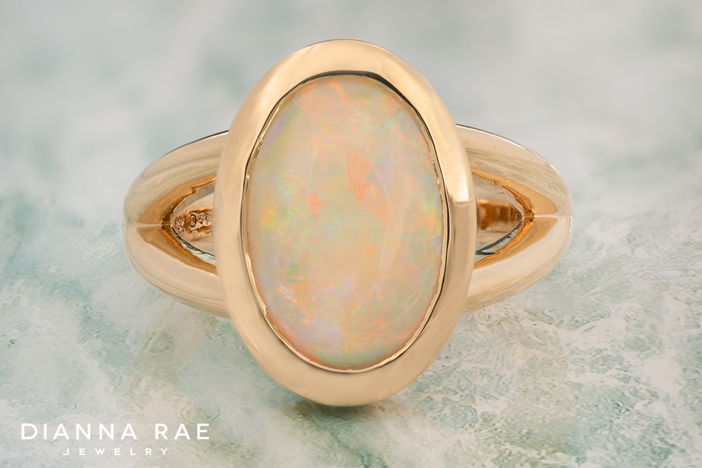 Bezel Set Australian Opal Ring