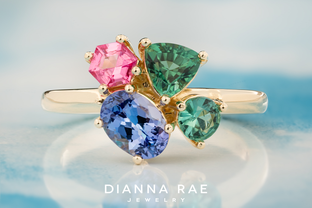Asymmetrical Gemstone Cluster Ring