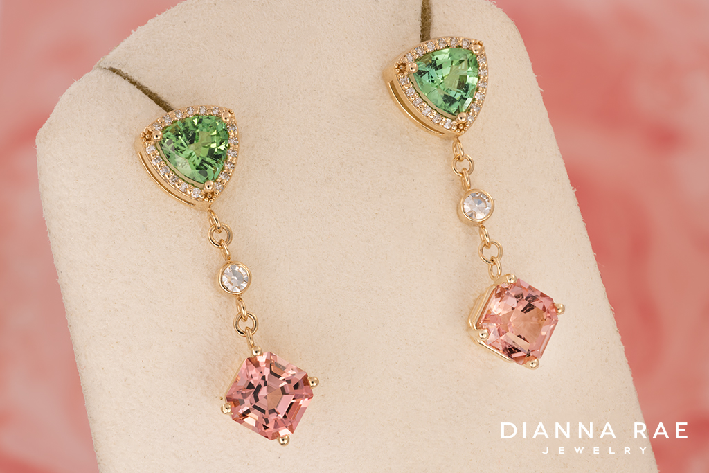 Tourmaline and Diamond Dangle Earrings