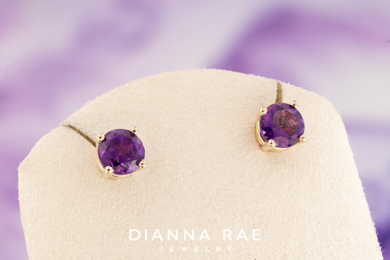 10K Yellow Gold Amethyst Studs