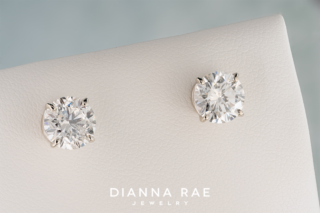 3.03 Carat White Gold Natural Diamond Studs