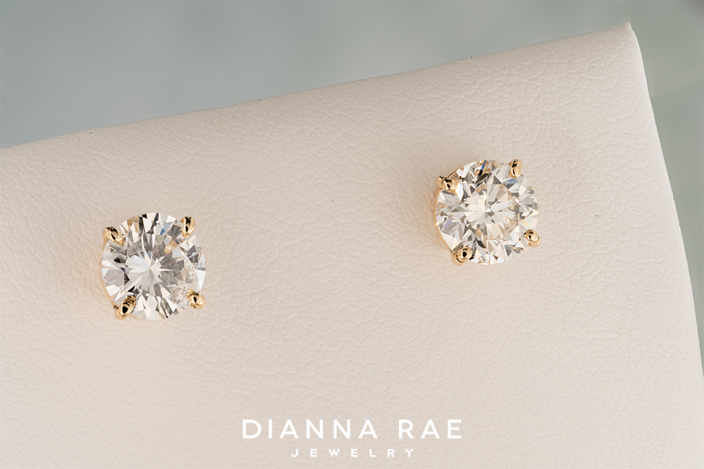 2.12 Carat Yellow Gold Natural Diamond Studs