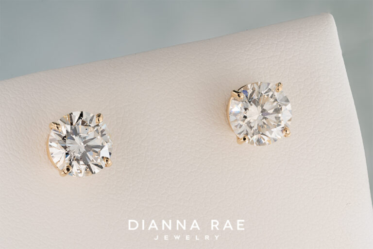 3.27 Carat Natural Diamond Studs Yellow Gold