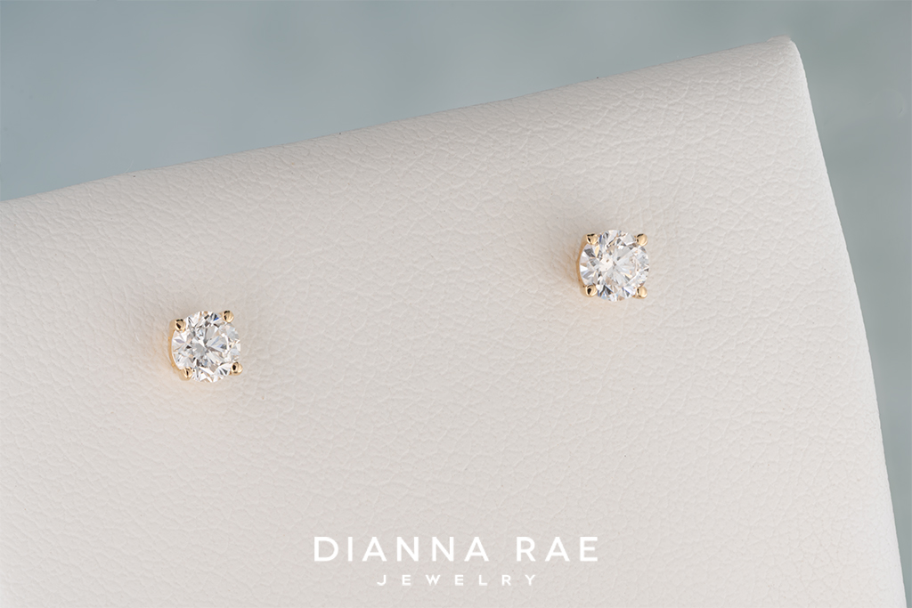 0.36 Carat Yellow Gold Natural Diamond Studs