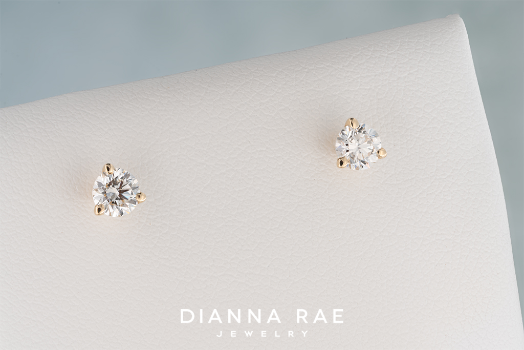 0.56 Carat Yellow Gold Natural Diamond Studs