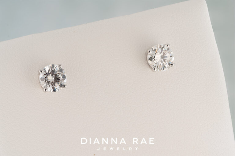 1.07 Carat Natural Diamond Studs White Gold