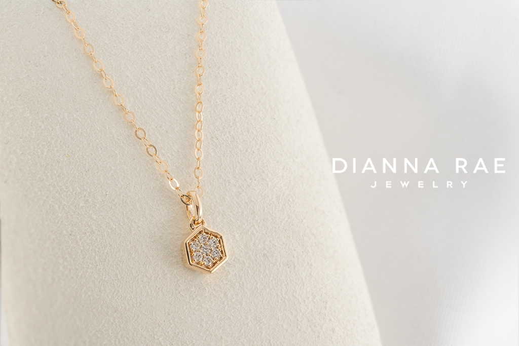 Yellow Gold Hexagon Diamond Pendant