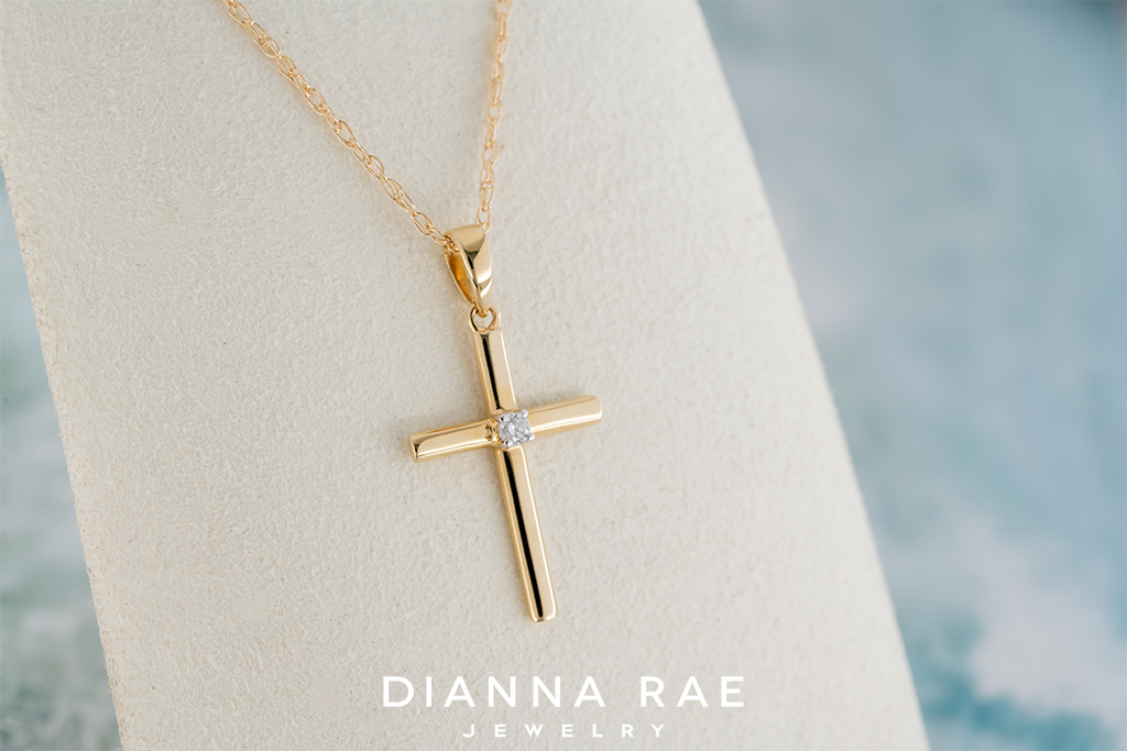 Yellow Gold Diamond Cross Necklace