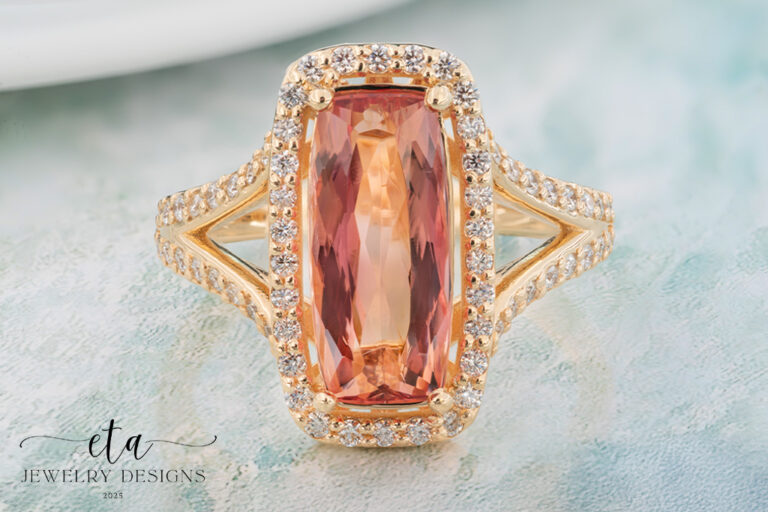 "AMBER" Imperial Topaz Ring with Diamond Accents