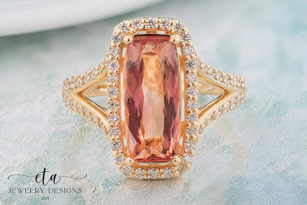 "AMBER" Imperial Topaz Ring with Diamond Accents