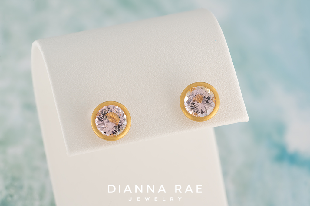 18K Yellow Gold Pink Tourmaline Studs