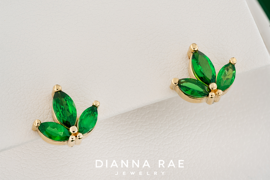 Yellow Gold Tsavorite Garnet Earrings