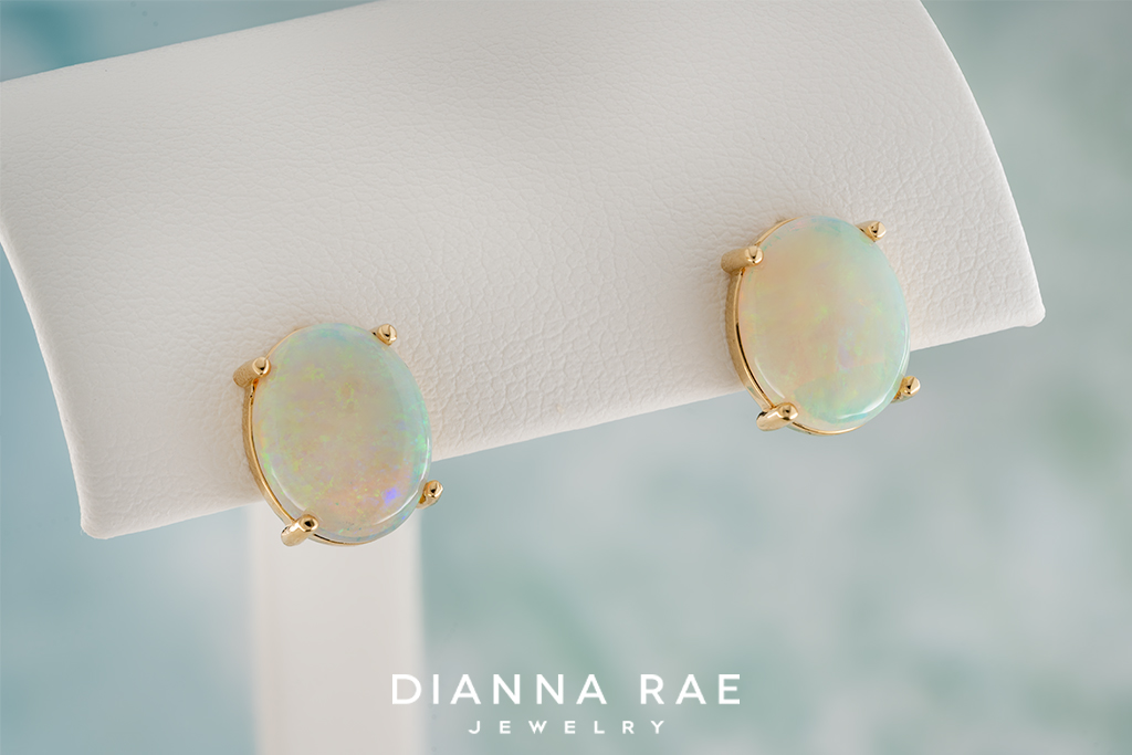 Yellow Gold Opal Studs