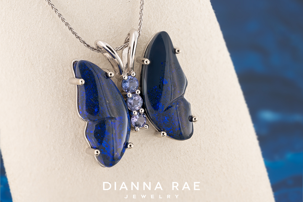 Black Opal Butterfly Pendant