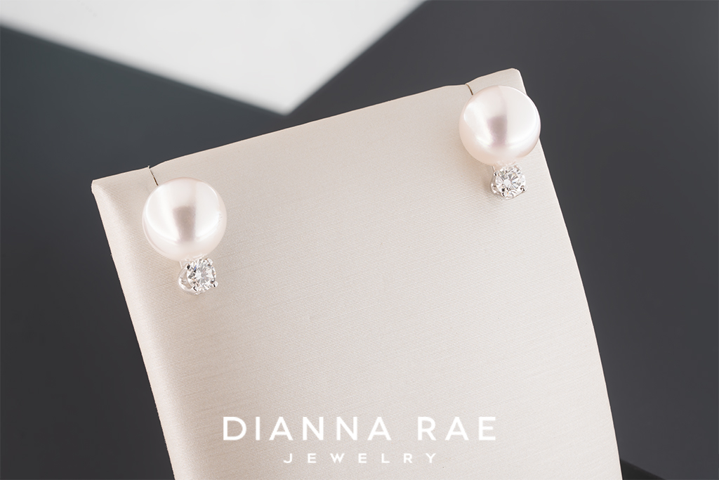White Gold Pearl and Diamond Studs