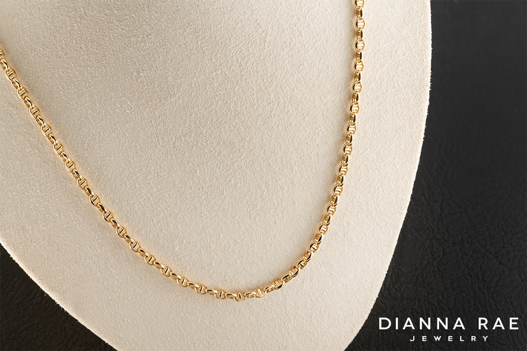 Yellow Gold Anchor Chain Necklace