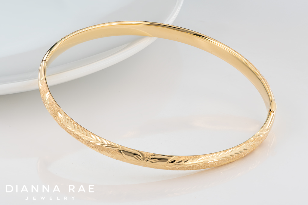 Yellow Gold Engraved Bangle
