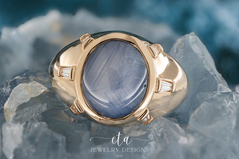 "CRONUS" Star Sapphire and Diamond Men's Ring