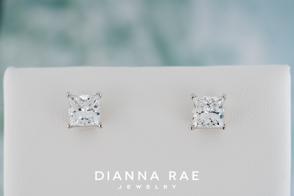 White Gold Princess-Cut Lab Grown Diamond Studs