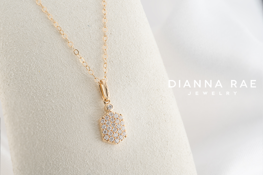 Yellow Gold Diamond Hexagon Shield Pendant