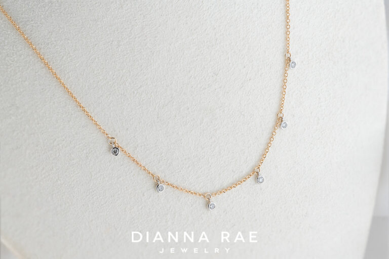 Two Tone Diamond Dangle Station Chain