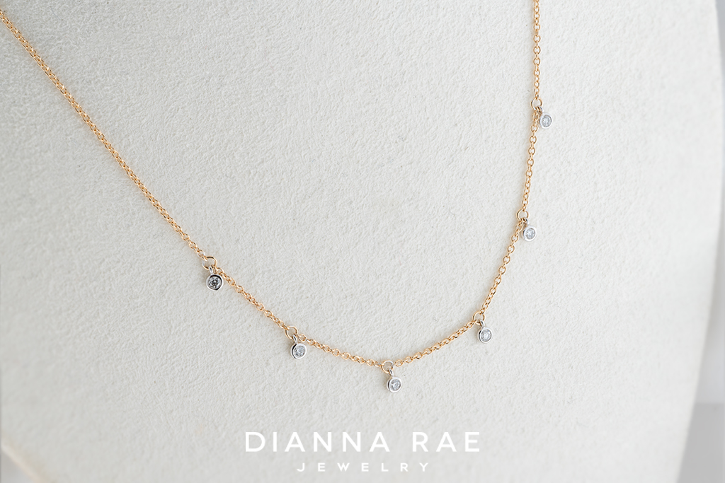 Two Tone Diamond Dangle Station Chain
