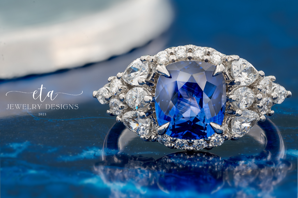 "CELINE" Platinum Sapphire and Diamond Ring
