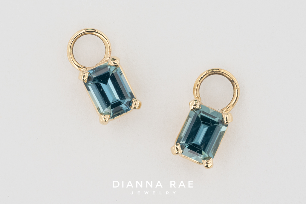 Yellow Gold Blue-Green Sapphire Earring Charms