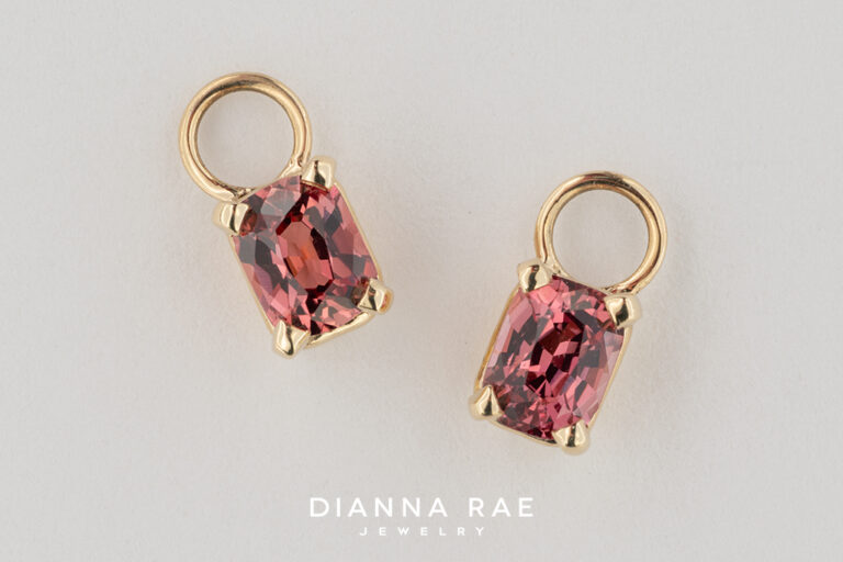 Yellow Gold Pink Spinel Earring Charms