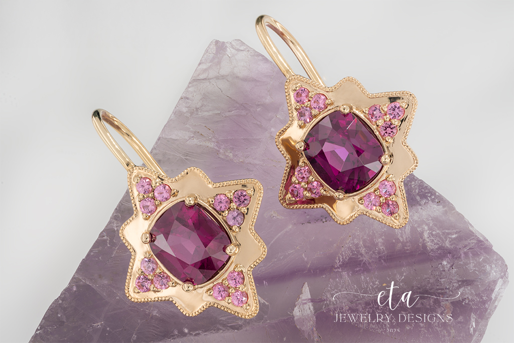 Grape Garnet and Pink Spinel Earrings