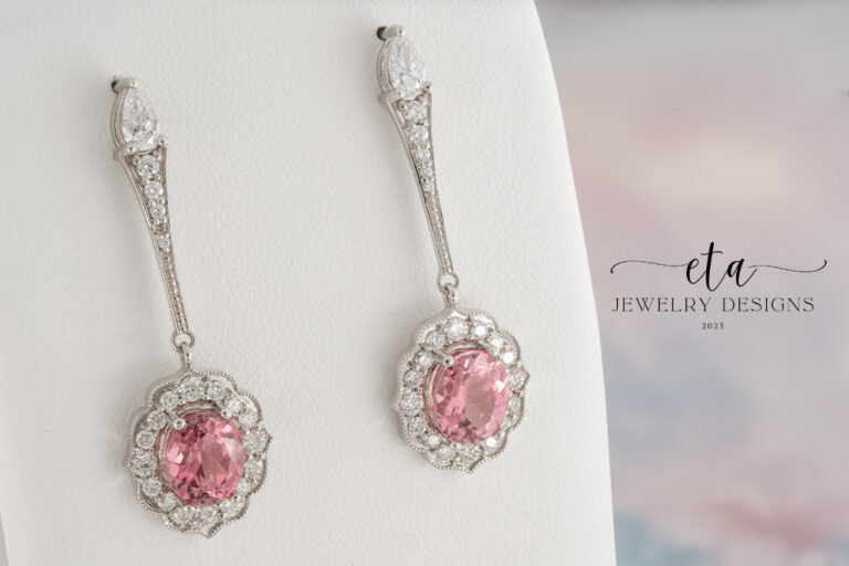 Pink Tourmaline and Diamond Earrings