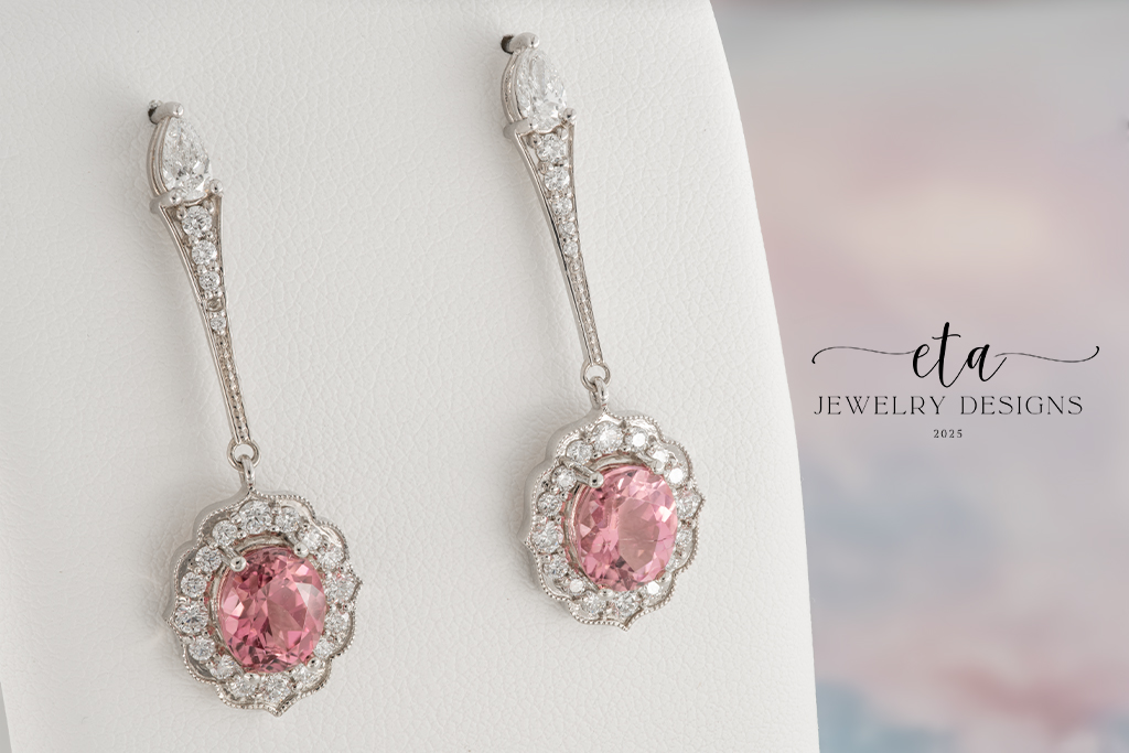 Pink Tourmaline and Diamond Earrings