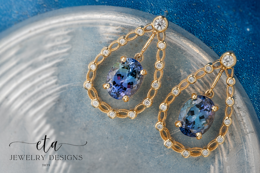 Peacock Tanzanite and Diamond Drop Earrings