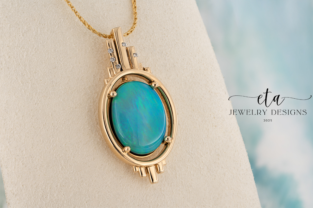 Australian Opal Pedant with Diamond Accents