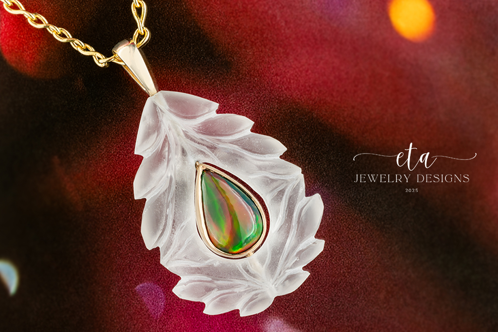 Ethiopian Opal and Carved Quartz Pendant
