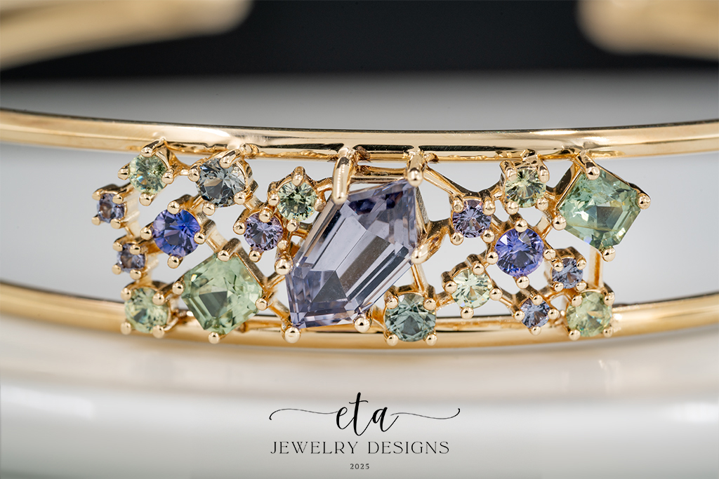 Multi-Gemstone Cluster Cuff Bracelet