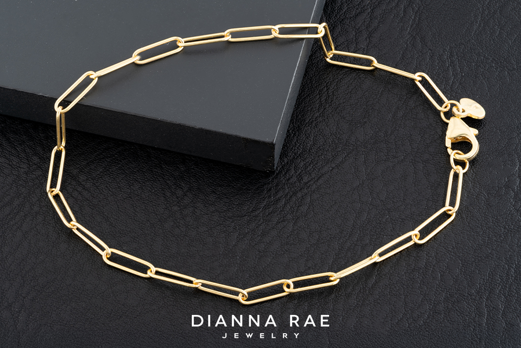 Yellow Gold Paperclip Chain Bracelet
