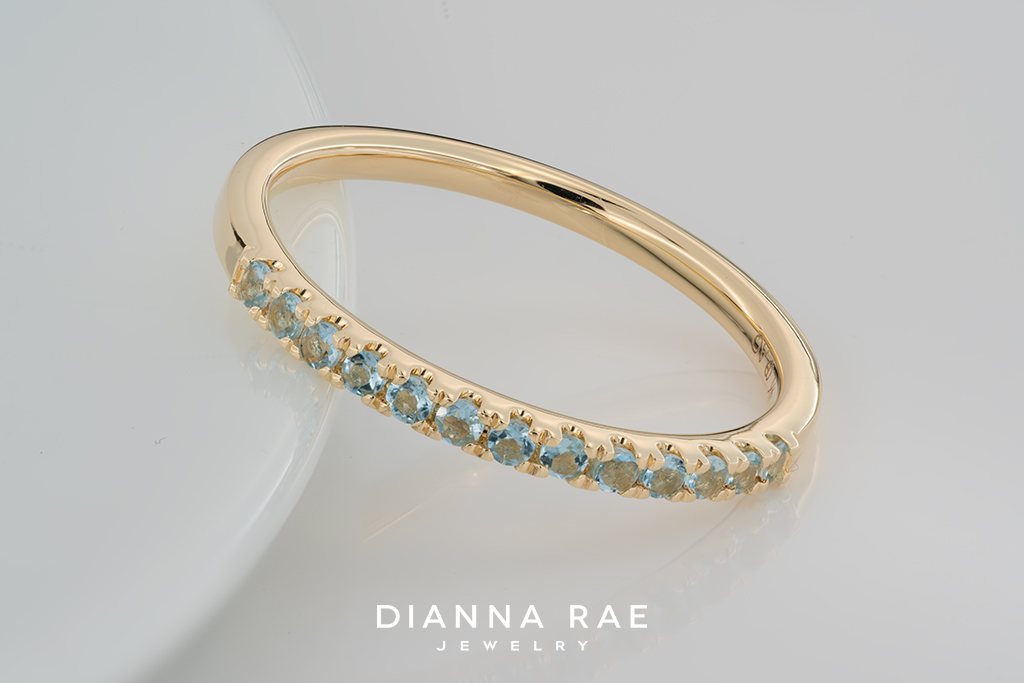 14K Yellow Gold Aquamarine Band