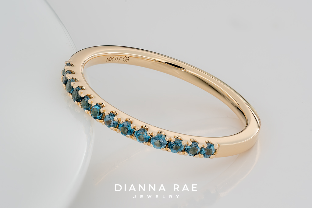 14K Yellow Gold Blue Topaz Band