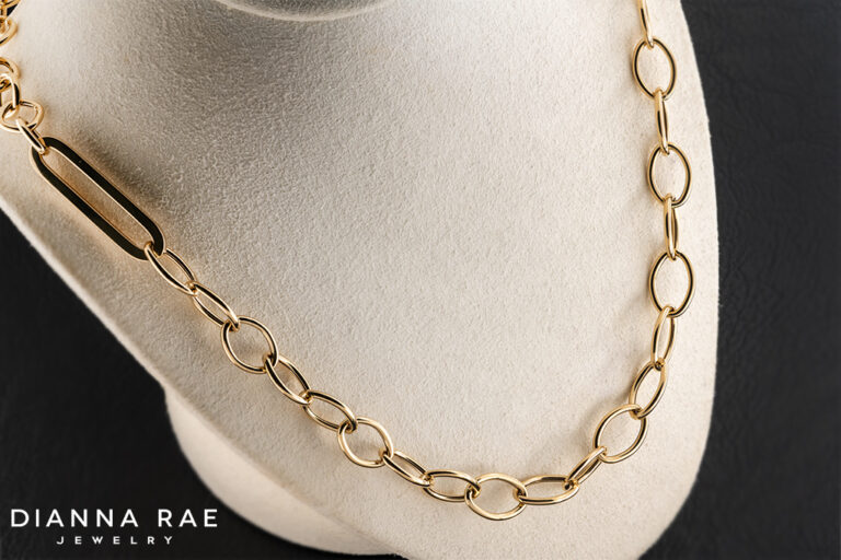 14K Yellow Gold Fancy Link Chain Necklace