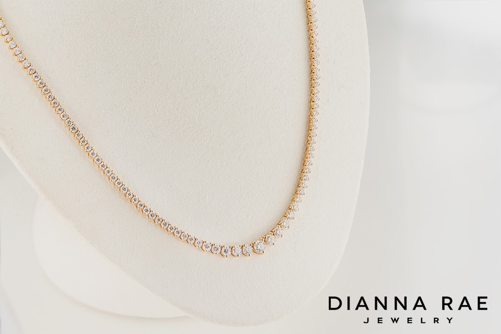 Yellow Gold Graduated Tennis Necklace