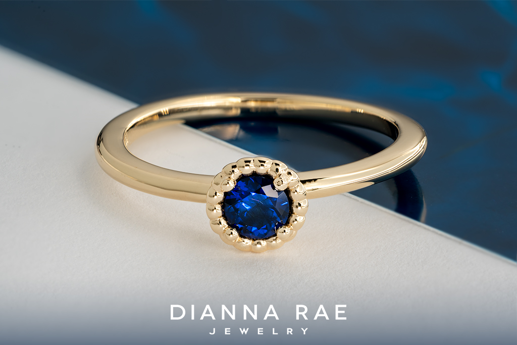 10K Yellow Gold Imitation Sapphire Ring