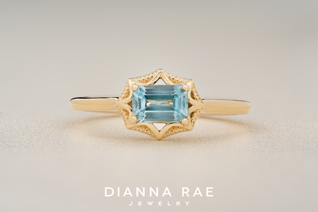 10K Yellow Gold Sky Blue Topaz Ring